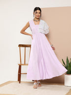 Ahalyaa Women Printed Ruffles Maxi Ethnic Dress | Grocsy