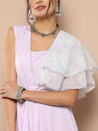 Ahalyaa Women Printed Ruffles Maxi Ethnic Dress | Grocsy