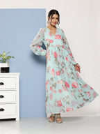 Ahalyaa Women Floral Printed Maxi Ethnic Dress | Grocsy