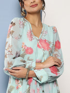Ahalyaa Women Floral Printed Maxi Ethnic Dress | Grocsy