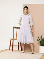 Ahalyaa Women Floral Printed Empire Midi Ethnic Dress | Grocsy