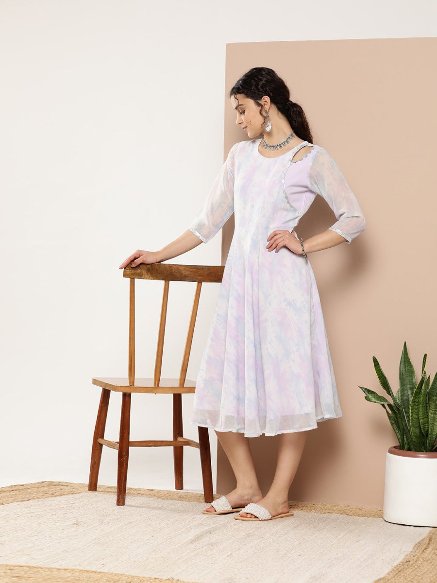 Ahalyaa Women Floral Printed Empire Midi Ethnic Dress | Grocsy