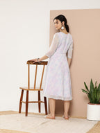 Ahalyaa Women Floral Printed Empire Midi Ethnic Dress | Grocsy