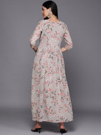 Ahalyaa Women Embroidered Floral Printed Ethnic Dress | Grocsy