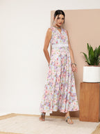 Ahalyaa Women Floral Printed Maxi Ethnic Dress | Grocsy