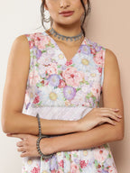 Ahalyaa Women Floral Printed Maxi Ethnic Dress | Grocsy