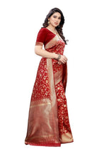Vamika Banarasi Jacquard Weaving Red Saree (PARINITI RED) | Grocsy