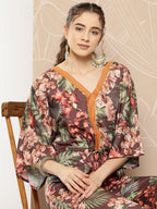 Ahalyaa Printed Waist Tie-Ups Basic Jumpsuit | Grocsy