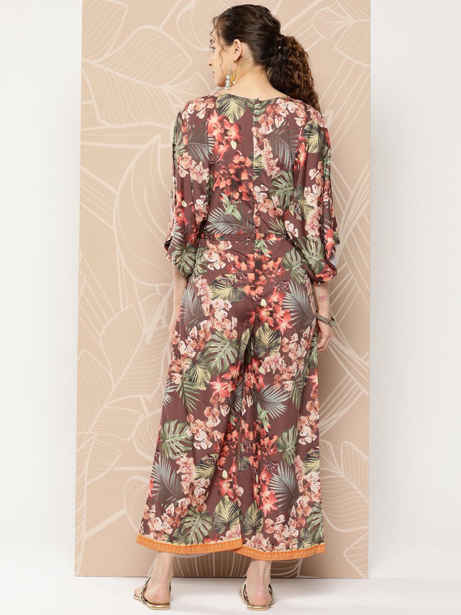 Ahalyaa Printed Waist Tie-Ups Basic Jumpsuit | Grocsy