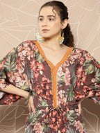 Ahalyaa Printed Waist Tie-Ups Basic Jumpsuit | Grocsy