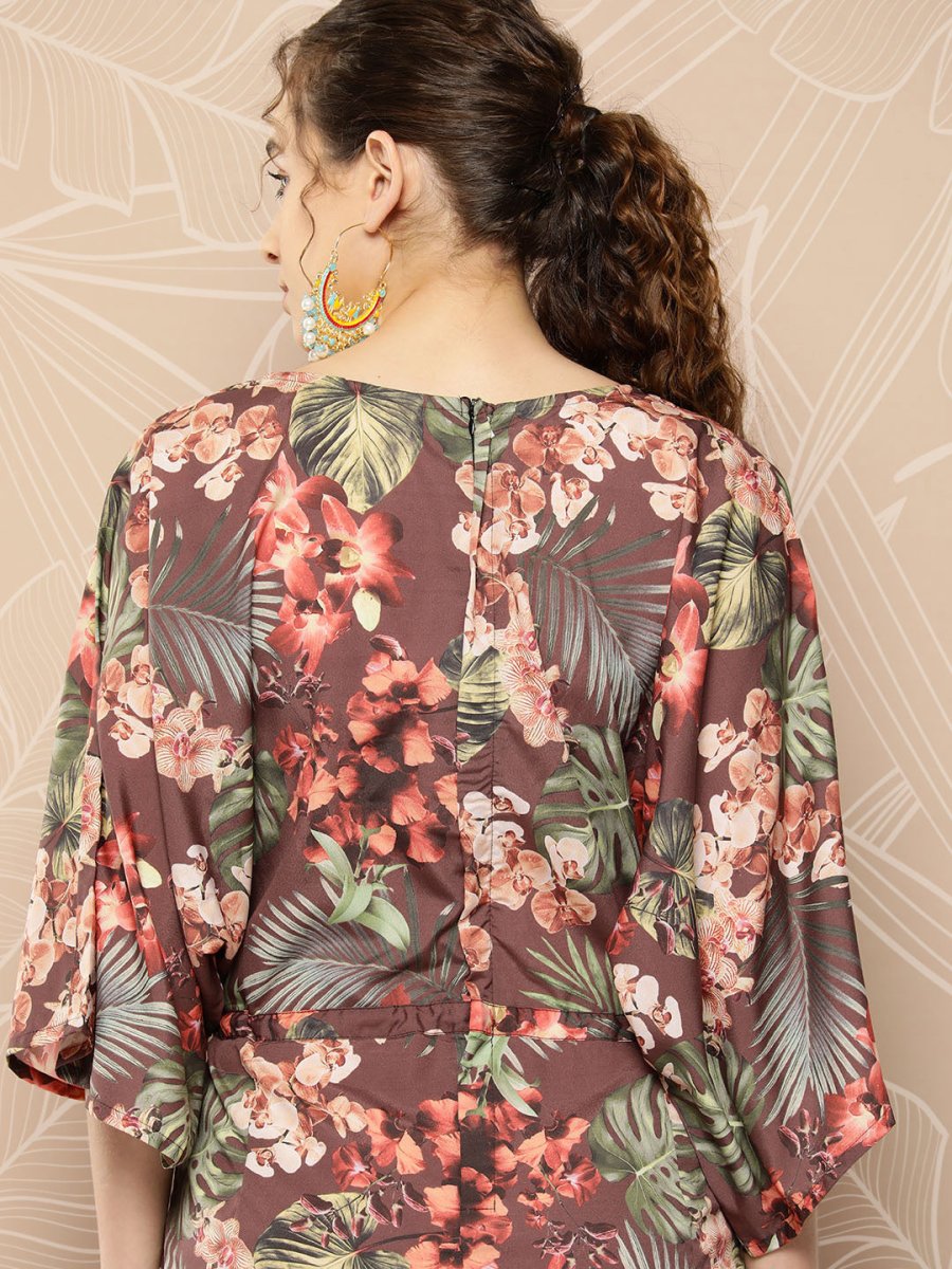 Ahalyaa Printed Waist Tie-Ups Basic Jumpsuit | Grocsy