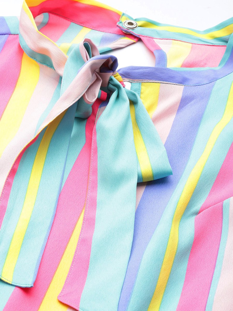 Ahalyaa Multicoloured Striped Basic Jumpsuit | Grocsy