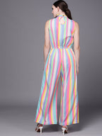 Ahalyaa Multicoloured Striped Basic Jumpsuit | Grocsy