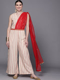 Ahalyaa Off White & Red Printed Basic Jumpsuit | Grocsy