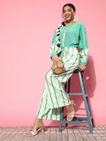 Ahalyaa Women Gorgeous Green Printed Once Upon a Sleeve Jumpsuit | Grocsy