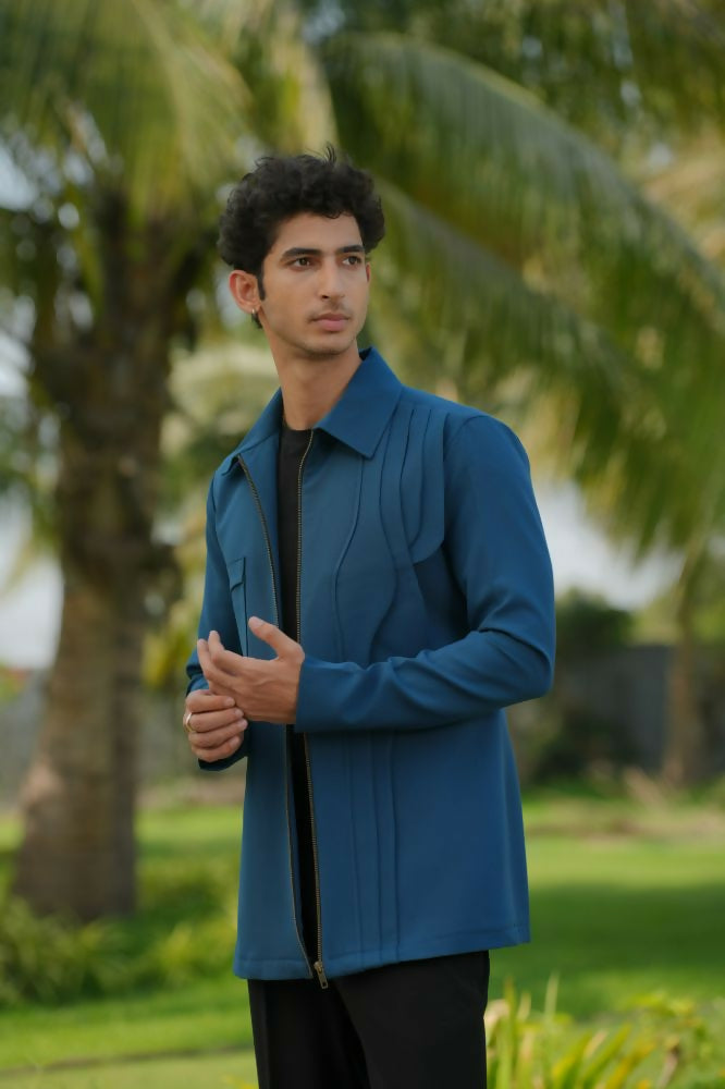 Sleek Teal Blue Shacket by Hilo Design | Grocsy