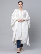 Ahalyaa Women Off white Pure Cotton Printed Flared Sleeve Kaftan Kurta | Grocsy