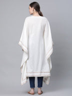 Ahalyaa Women Off white Pure Cotton Printed Flared Sleeve Kaftan Kurta | Grocsy