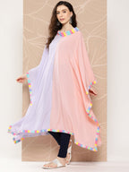 Ahalyaa Women Colourblocked Flared Sleeves Gotta Patti Crepe Kaftan Kurta | Grocsy