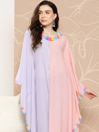 Ahalyaa Women Colourblocked Flared Sleeves Gotta Patti Crepe Kaftan Kurta | Grocsy