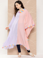 Ahalyaa Women Colourblocked Flared Sleeves Gotta Patti Crepe Kaftan Kurta | Grocsy