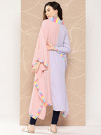 Ahalyaa Women Colourblocked Flared Sleeves Gotta Patti Crepe Kaftan Kurta | Grocsy
