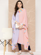 Ahalyaa Women Colourblocked Flared Sleeves Gotta Patti Crepe Kaftan Kurta | Grocsy