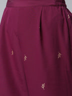 Ahalyaa Burgundy & Golden Printed Kurta with Palazzo | Grocsy