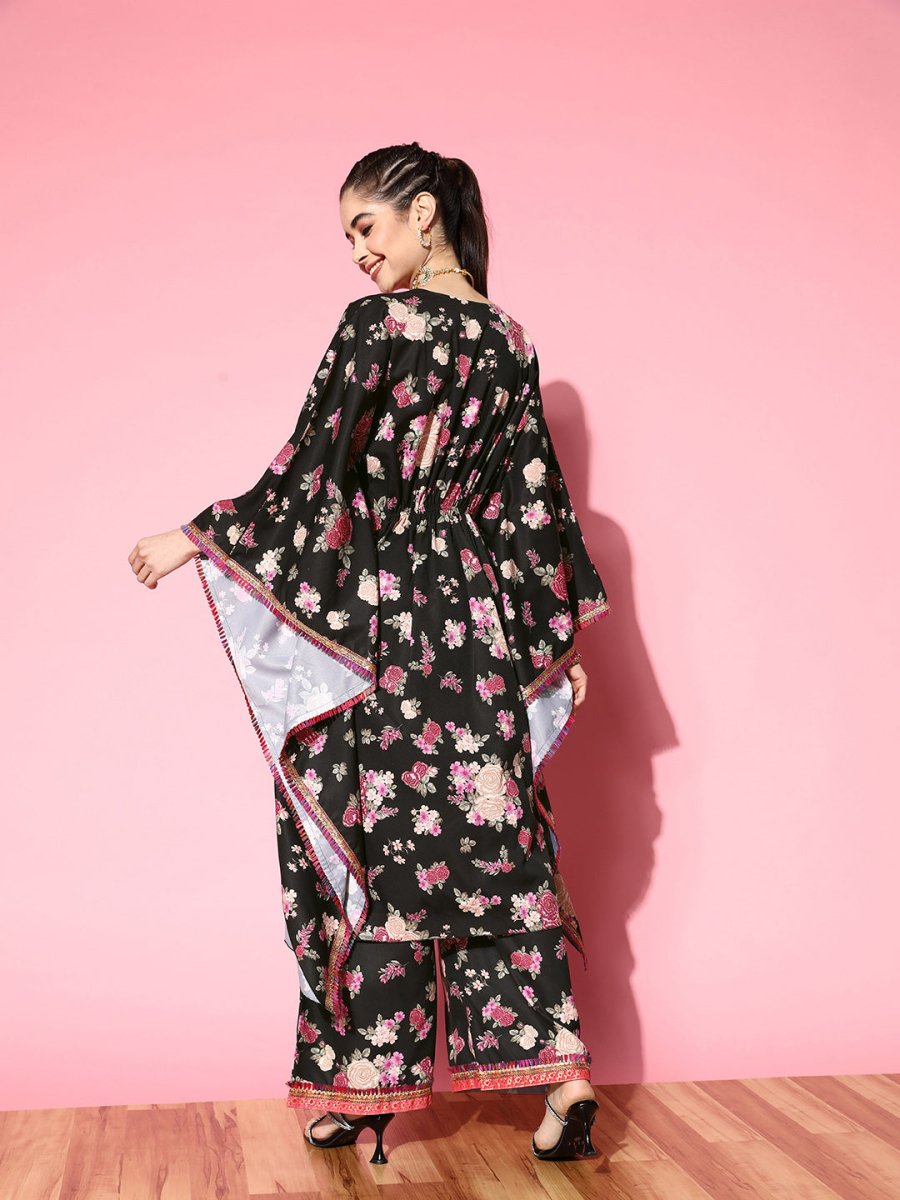Ahalyaa Women Floral Printed Gotta Patti Kurta with Palazzos | Grocsy