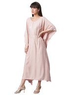 Ahalyaa Women Peach-Colored Printed Flared Sleeves Beautiful Kaftan Kurta | Grocsy