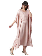 Ahalyaa Women Peach-Colored Printed Flared Sleeves Beautiful Kaftan Kurta | Grocsy