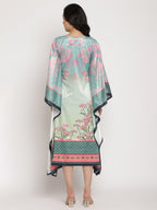Ahalyaa Women's Sea Green Digital Print Velvet Kaftan | Grocsy