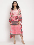 Ahalyaa Women's Pink Color Digital Print Velvet Kaftan | Grocsy