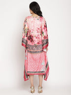 Ahalyaa Women's Pink Color Digital Print Velvet Kaftan | Grocsy