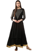 Ahalyaa Black Floor Length Double Layered Anarkali | Grocsy