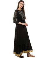 Ahalyaa Black Floor Length Double Layered Anarkali | Grocsy