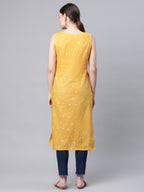 Ahalyaa Women's Mustard Pure Cotton Printed Kurta | Grocsy
