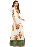 Ahalyaa Printed Pure Cotton Blend Flared Beautiful Kurta Dress | Grocsy
