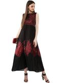 Ahalyaa Women Black and Red Indo western Cotton Blend Kalidar Kurta | Grocsy