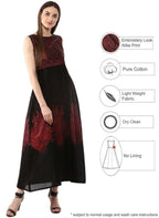 Ahalyaa Women Black and Red Indo western Cotton Blend Kalidar Kurta | Grocsy