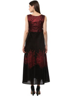 Ahalyaa Women Black and Red Indo western Cotton Blend Kalidar Kurta | Grocsy