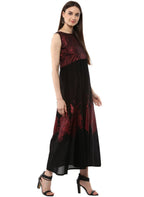 Ahalyaa Women Black and Red Indo western Cotton Blend Kalidar Kurta | Grocsy