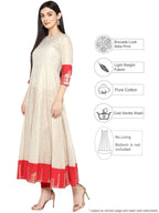 Ahalyaa Off White & Red Gold Printed Anarkali | Grocsy