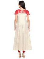 Ahalyaa Red & Off White Metallic Print Beautiful Anarkali Kurta | Grocsy