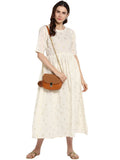 Ahalyaa Women White Printed Fit and Flare Dress | Grocsy