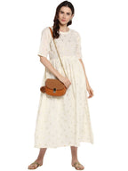 Ahalyaa Women White Printed Fit and Flare Dress | Grocsy