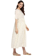 Ahalyaa Women White Printed Fit and Flare Dress | Grocsy