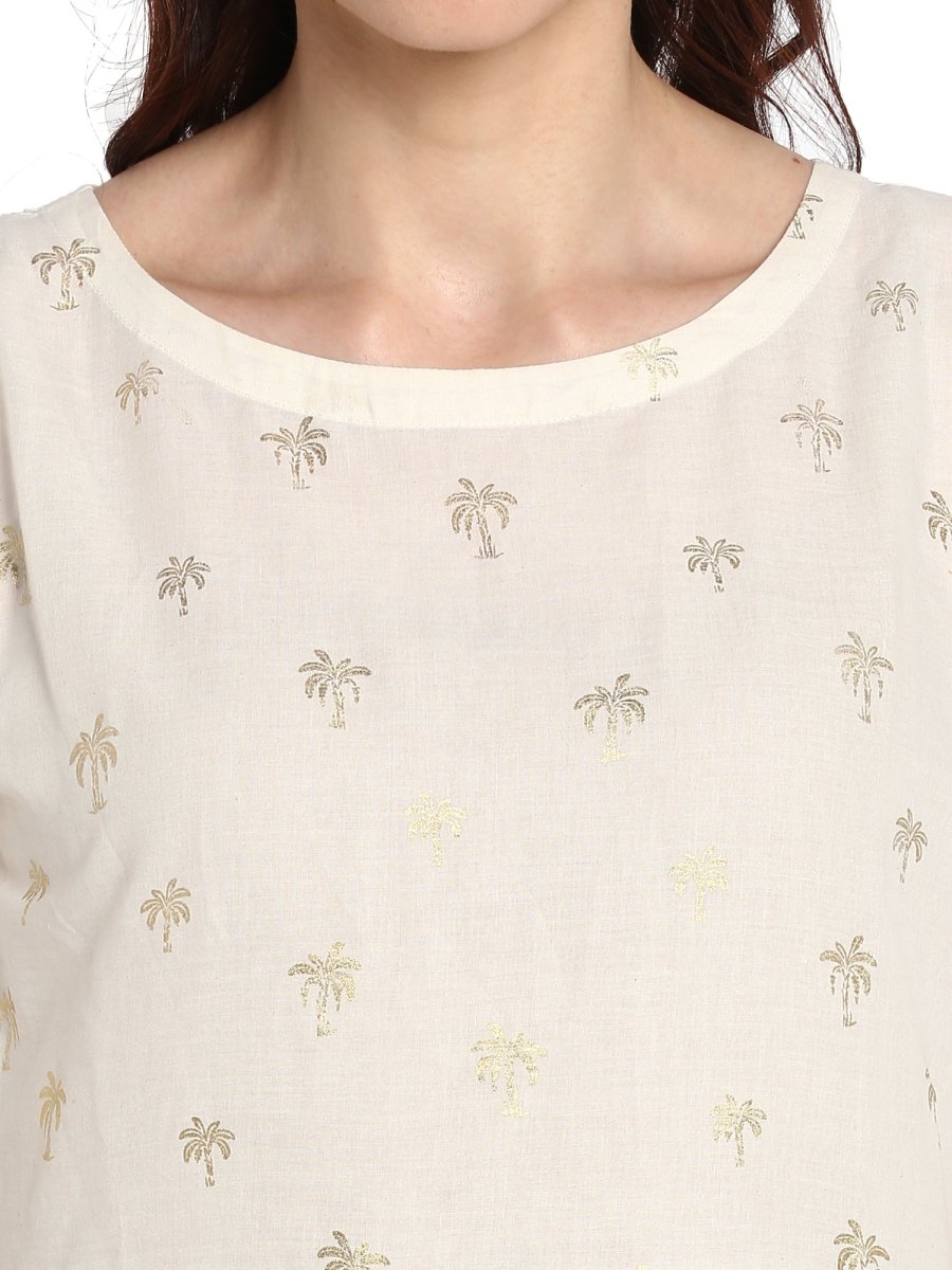 Ahalyaa Women White Printed Fit and Flare Dress | Grocsy