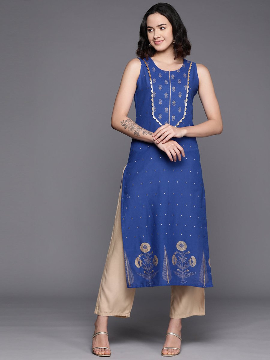 Ahalyaa Floral Printed Gotta Patti Pure Cotton Kurta | Grocsy