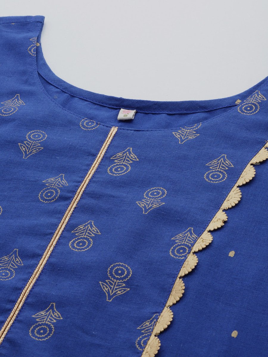 Ahalyaa Floral Printed Gotta Patti Pure Cotton Kurta | Grocsy